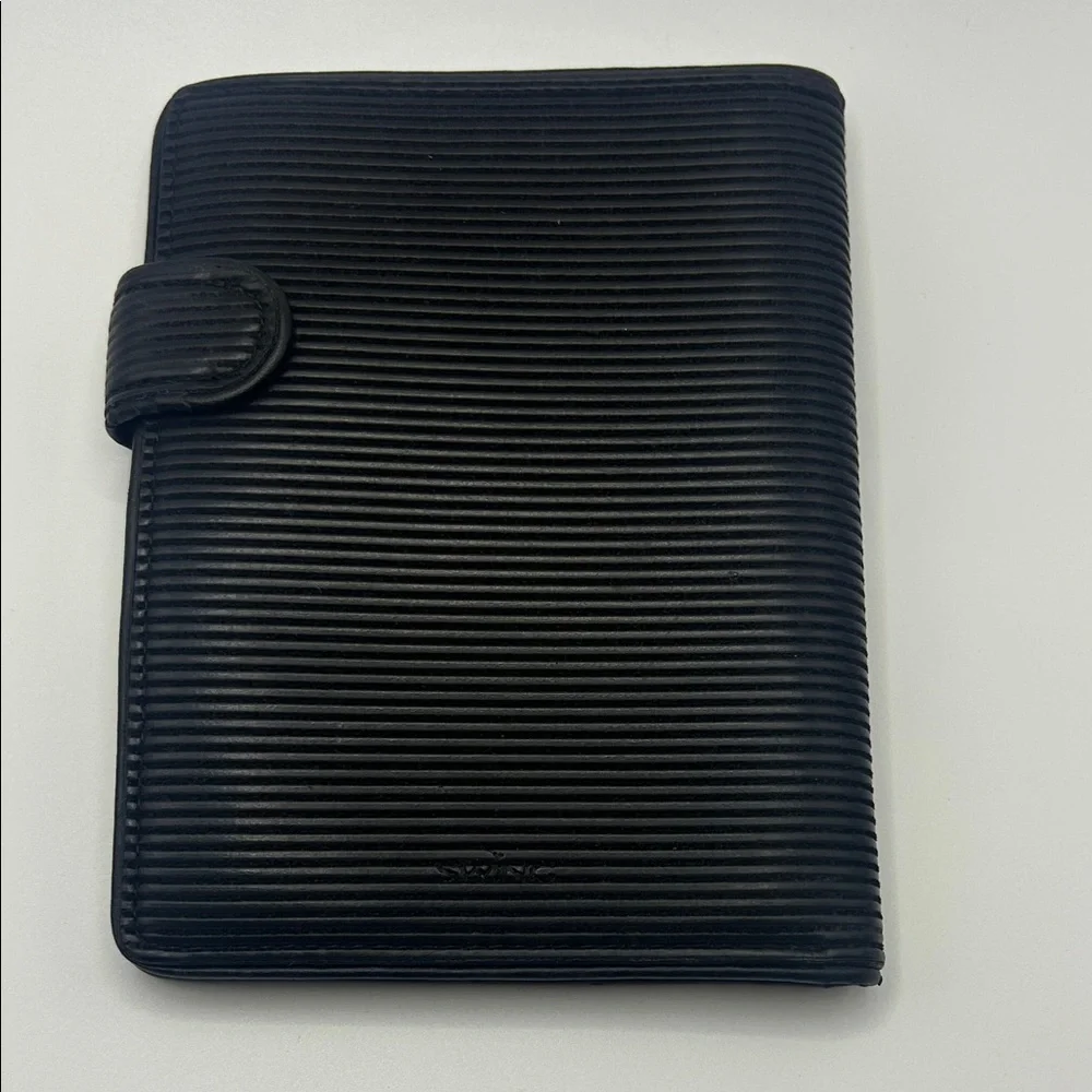 SWING Black Textured Magnetic closure Passport Travel Wallet